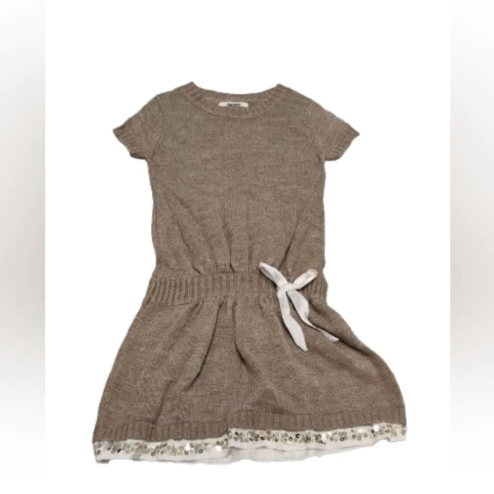 DKNY Girls Acrylic Short Sleeve Drop Waist Sequin Dress Sz L